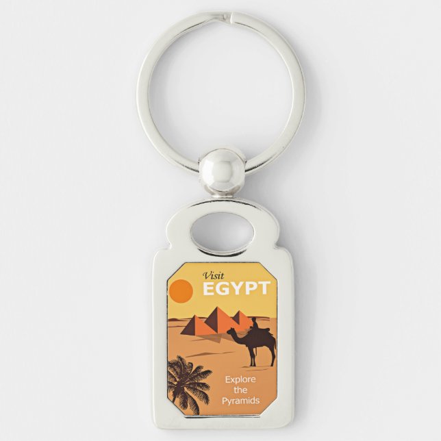 Visit Egypt, vintage travel poster, Key Ring (Front)