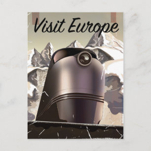 Visit europe Vintage locomotive Travel Poster Postcard
