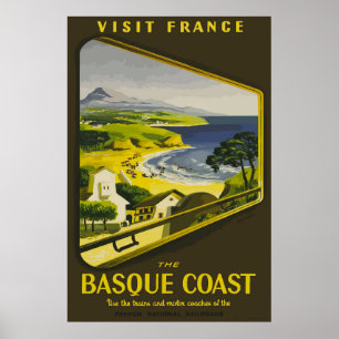 Visit France The Basque Coast Vintage French Poste Poster