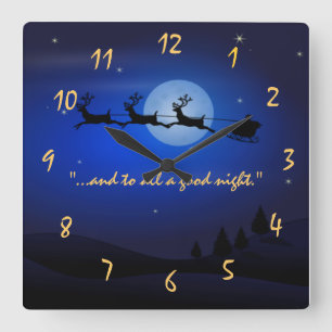Visit from st Nicholas Night Before Christms Square Wall Clock