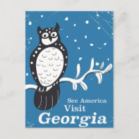 Visit Georgia USA Vintage owl poster