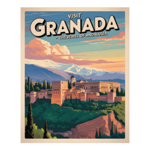 Visit Granada Vintage Travel Art Photo Print