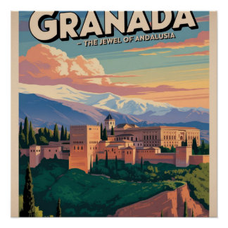 Visit Granada Vintage Travel Art Poster