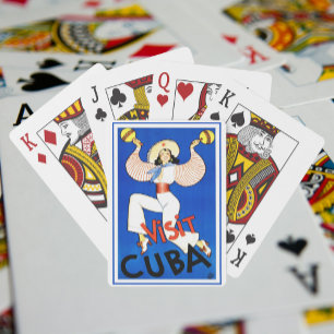 Visit Havana, Cuba, Vintage Travel Poster Maracas Playing Cards