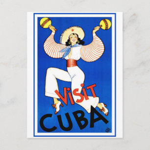 Visit Havana, Cuba, Vintage Travel Poster Maracas Postcard