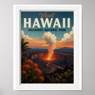 Visit Hawaii Volcanoes National Park Travel Poster