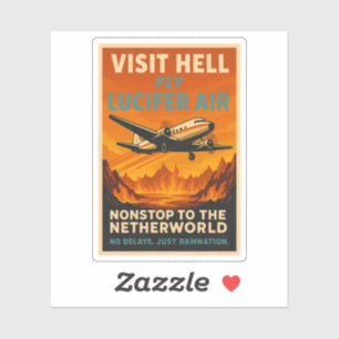 Visit Hell – Fly Lucifer Air Vintage Travel Poster