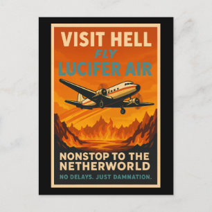 Visit Hell – Fly Lucifer Air Vintage Travel Poster Holiday Postcard