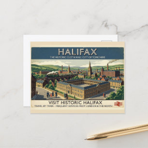 Visit Historic Halifax - Vintage Travel Poster Art Postcard