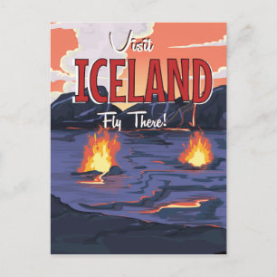 Visit Iceland vintage travel poster Postcard