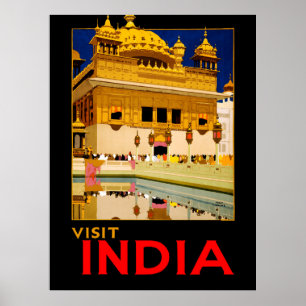 Visit India travel poster vintage art