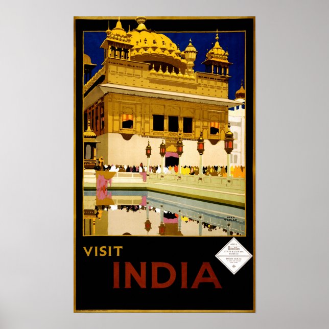 Visit India Vintage 1929 Travel Poster (Front)