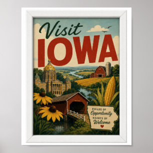 Visit Iowa Travel Vintage Poster