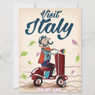 Visit Italy cartoon travel print.