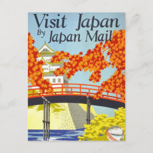 Visit Japan Vintage Travel Art Postcard