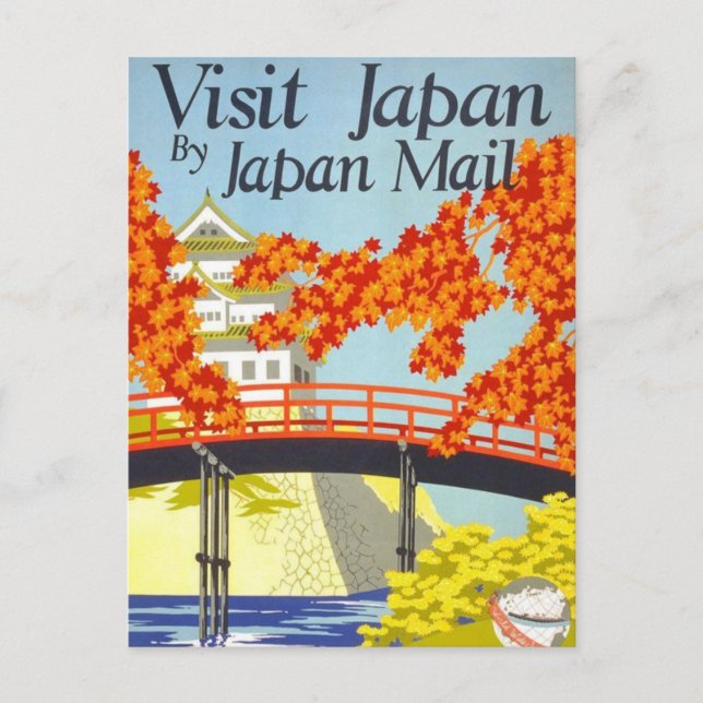 Visit Japan Vintage Travel Art Postcard (Front)