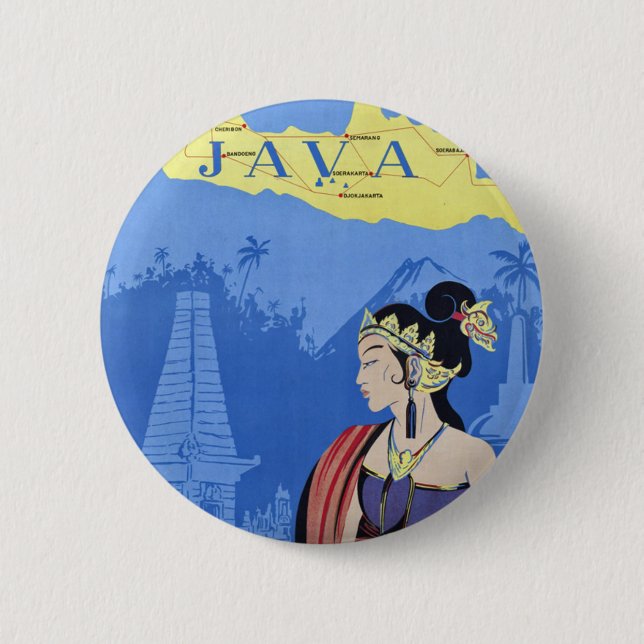 Visit Java 6 Cm Round Badge (Front)