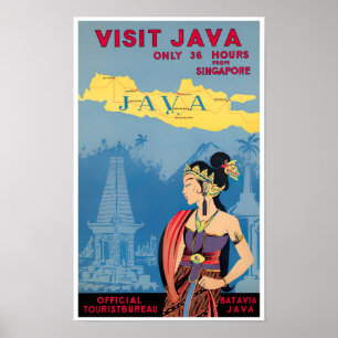 Visit Java vintage travel Poster