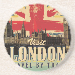 Visit London vintage poster Coaster