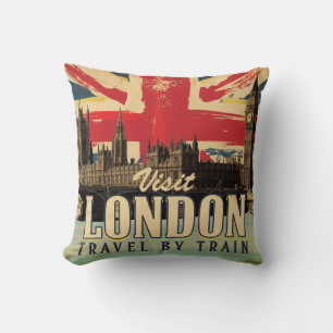 Visit London vintage poster Cushion