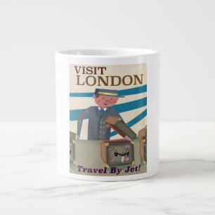 Visit London vintage travel poster art Large Coffee Mug