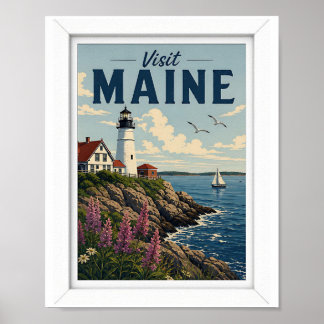Visit Maine Travel Vintage Poster