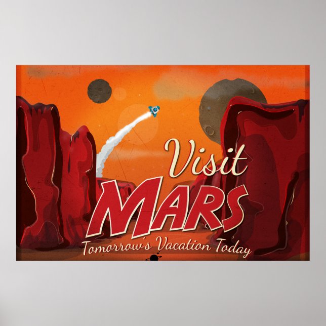 Visit Mars Vintage Poster (Front)
