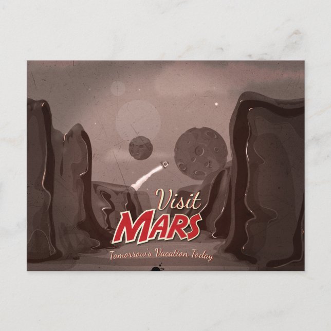 Visit Mars Vintage Poster Postcard (Front)