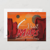 Visit Mars Vintage Poster Postcard (Front/Back)