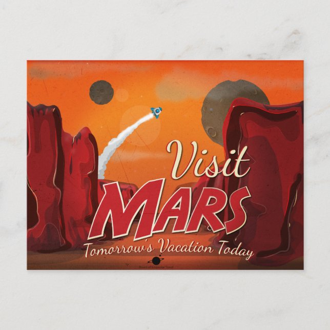 Visit Mars Vintage Poster Postcard (Front)