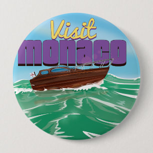 Visit Monaco Travel Poster 10 Cm Round Badge