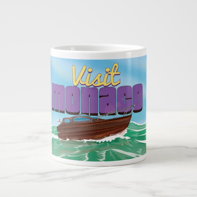 Visit Monaco Travel Poster Large Coffee Mug (Front)