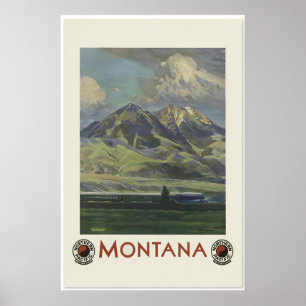 Visit Montana 1920s Vintage Style Travel Poster