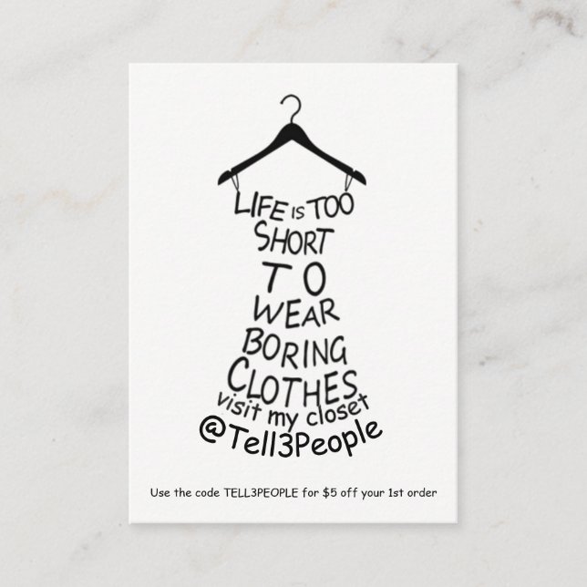 Visit My Closet Business Card Clothes Shopping (Front)