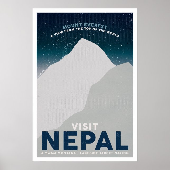 Visit Nepal Mount Everest Vintage Travel Poster (Front)
