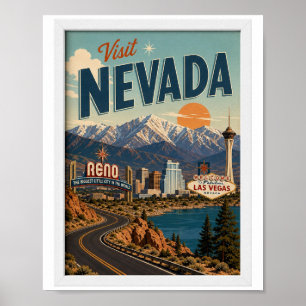 Visit Nevada Travel Vintage Poster