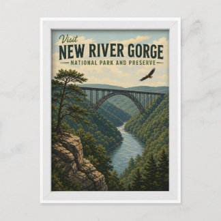 Visit New River Gorge National Park Travel Vintage Postcard