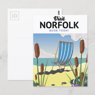 Visit Norfolk Book today travel poster Postcard