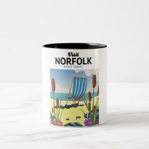 Visit Norfolk Book today travel poster Two-Tone Coffee Mug