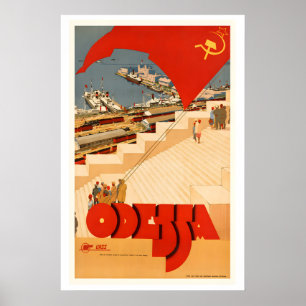 Visit Odessa Ukraine Soviet Era Vintage Travel Poster