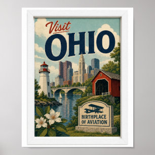 Visit Ohio Travel Vintage Poster