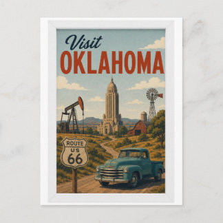 Visit Oklahoma Travel Vintage Postcard
