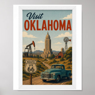 Visit Oklahoma Travel Vintage Poster