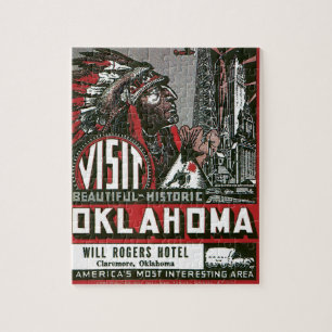 Visit Oklahoma With Indian Chief Jigsaw Puzzle