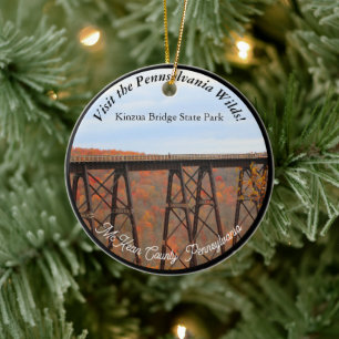 Visit PA Wilds Picturesque Souvenir Kinzua Bridge Ceramic Ornament
