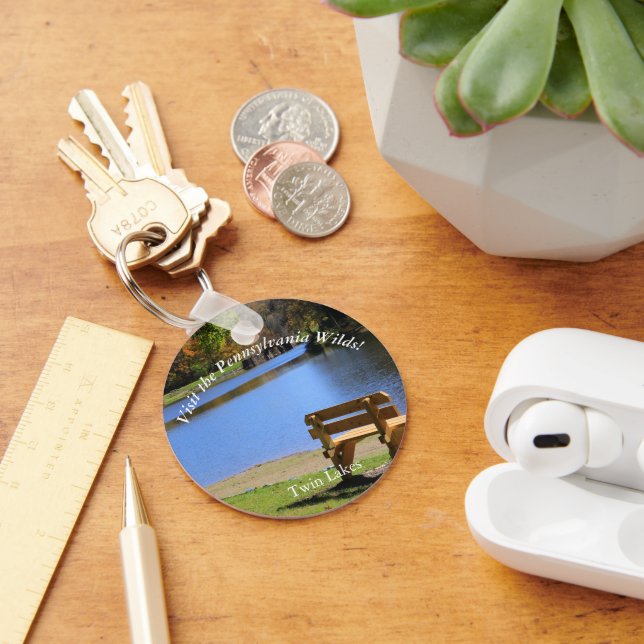 Visit PA Wilds Picturesque Souvenir Twin Lakes ANF Key Ring (Desk)