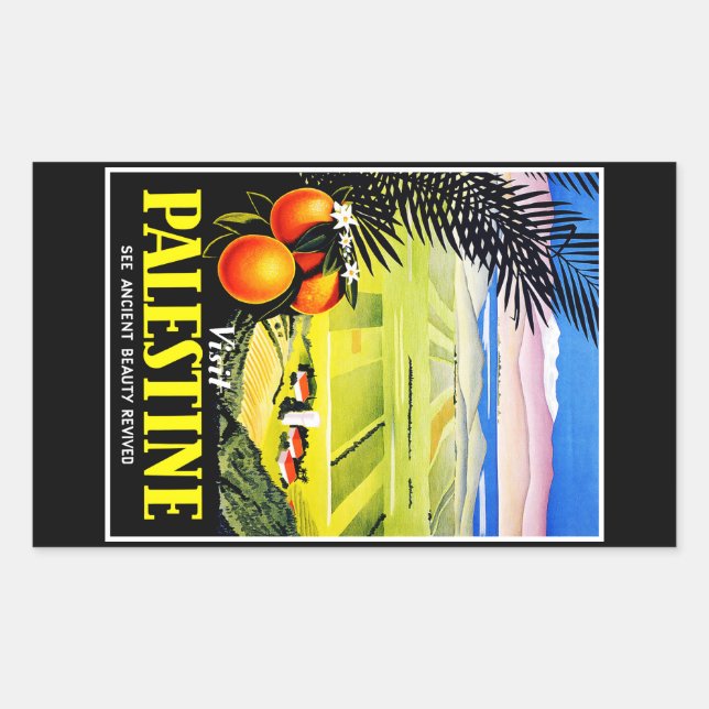 Visit Palestine ~ See Ancient Beauty Revived Rectangular Sticker (Front)