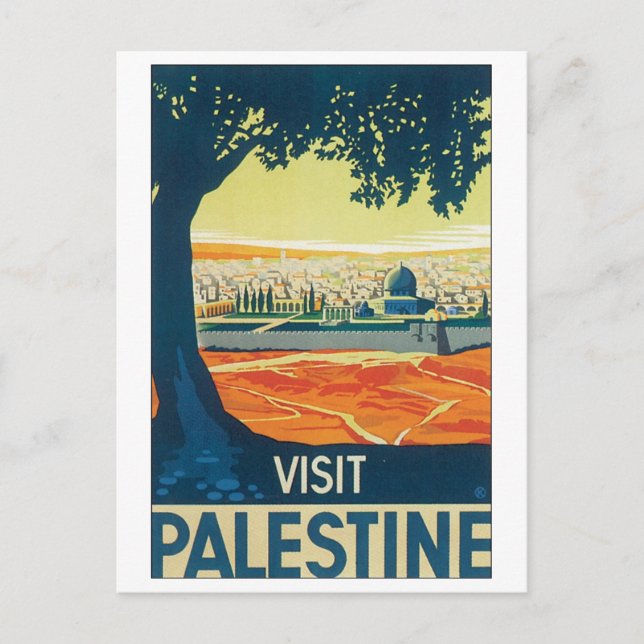 Visit Palestine Vintage Travel Poster Postcard (Front)
