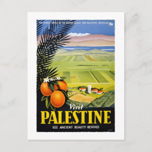 Visit Palestine Vintage Travel Poster Restored Postcard