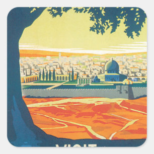 Visit Palestine Vintage Travel Poster Square Sticker